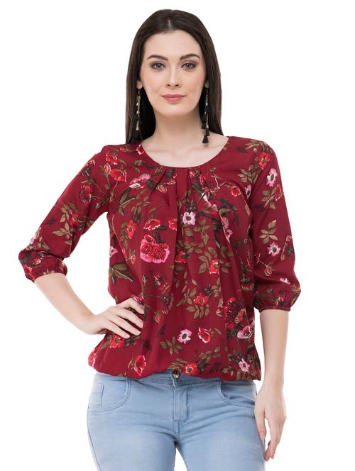 pleat detail foral regular top - 16275239 - Very Small Image - 1