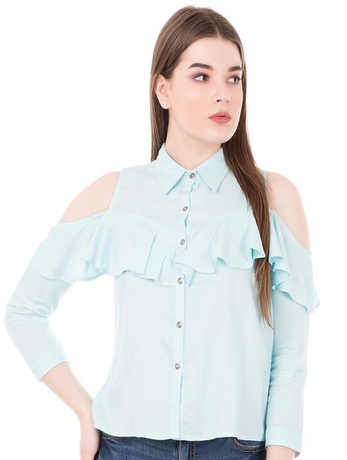 ruffle detail cold shoulder top  - 16275998 - Very Small Image - 1