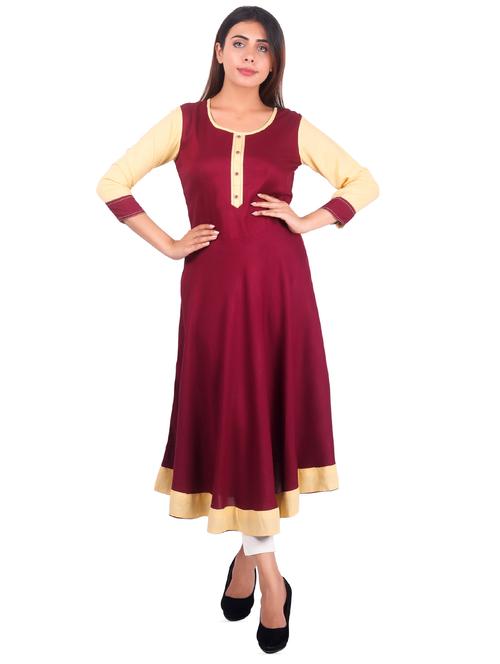 color block flared kurta - 16276028 - Very Small Image - 1
