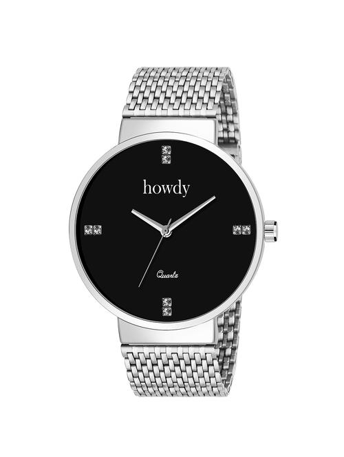 howdy analog black dial men's watch with safer chain - 16276029 - Very Small Image - 1