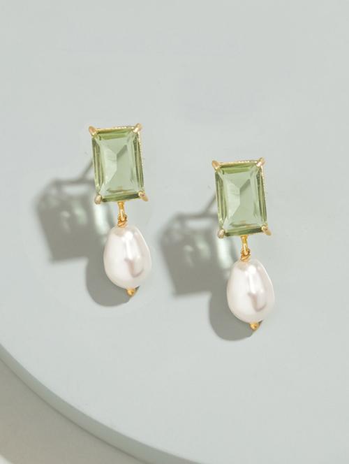 green brass drop earring - 16276333 - Very Small Image - 1