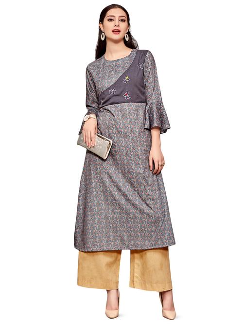kalamkari printed a-line kurta - 16280186 - Very Small Image - 1