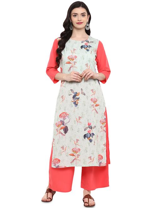 foil print kurta palazzo set - 16280274 - Very Small Image - 1