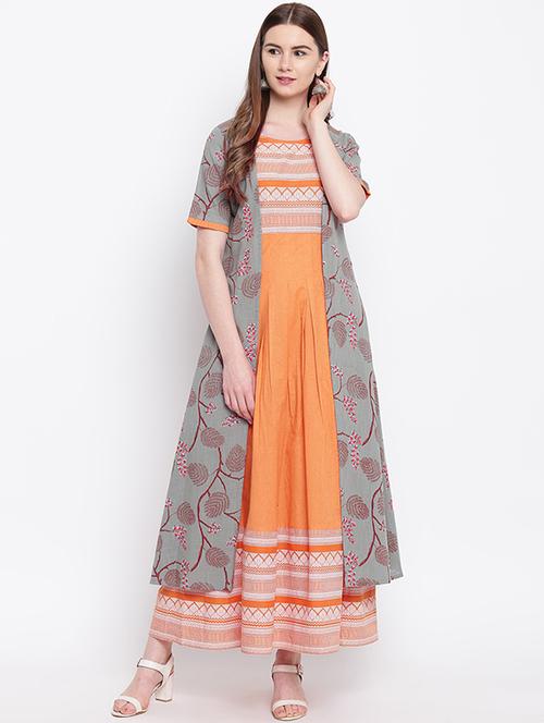 printed layered kurta - 16281021 - Very Small Image - 1