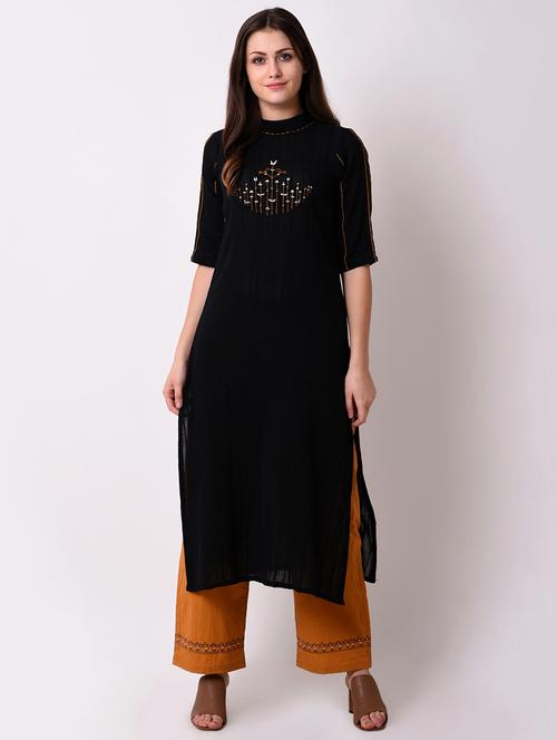 embroidered straight kurta - 16285554 - Very Small Image - 1