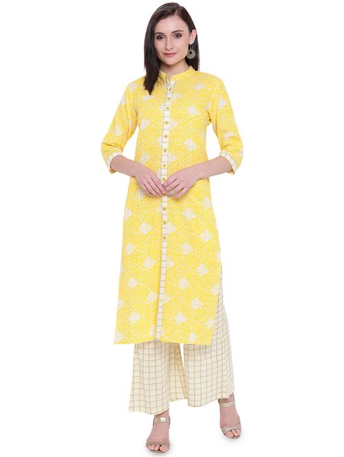 block printed kurta with palazzo set - 16285630 - Very Small Image - 1