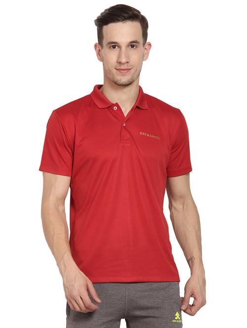 red polyester polo t-shirt - 16285787 - Very Small Image - 1