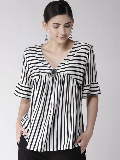 gathered detail striped top - 16286190 - Very Small Image - 1