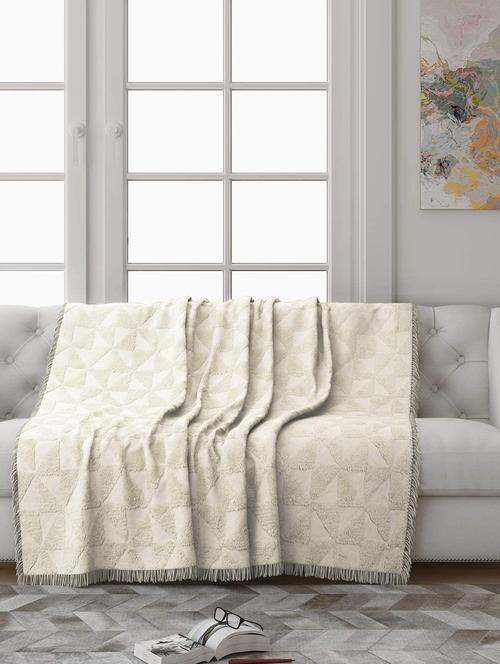 saral home soft cotton unique firki design tufted throw/ sofacover -140x125 cm - 16286956 - Very Small Image - 1