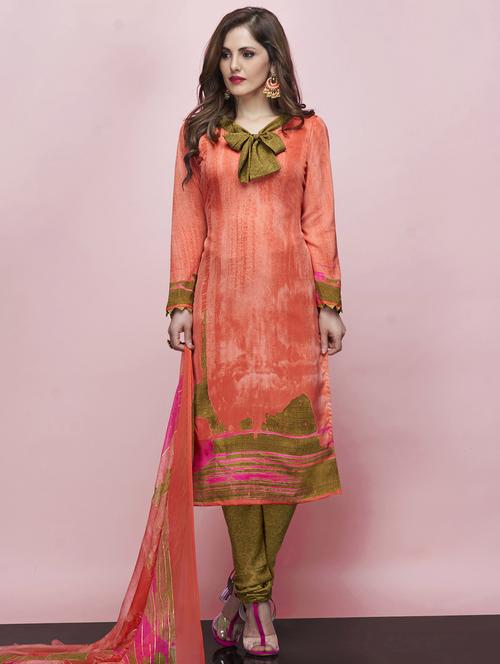 printed churidaar unstitched suit - 16288484 - Very Small Image - 1
