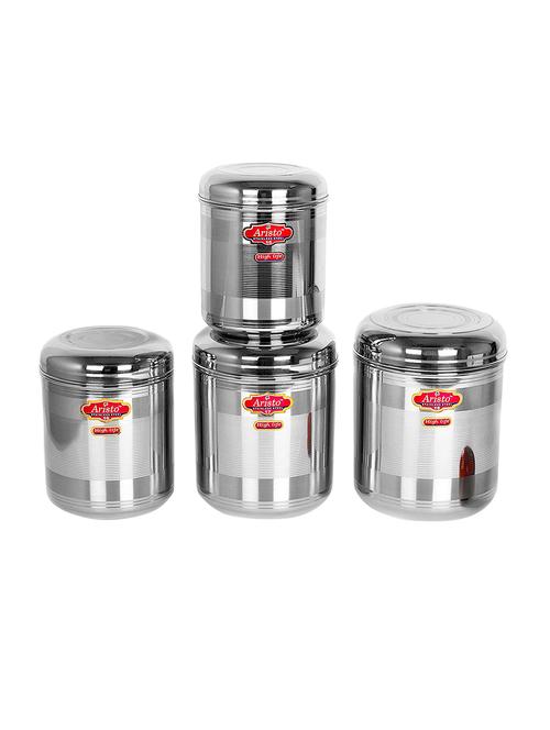 aristo stainless steel tall storage jars & containers, set of 4, silver, 3.9 ltr - 7 ltr - 16289388 - Very Small Image - 1
