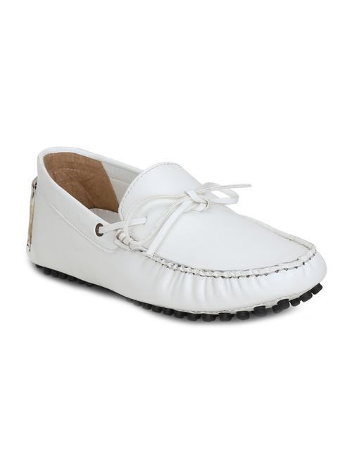 white leatherette slip on loafers - 16290162 - Very Small Image - 1