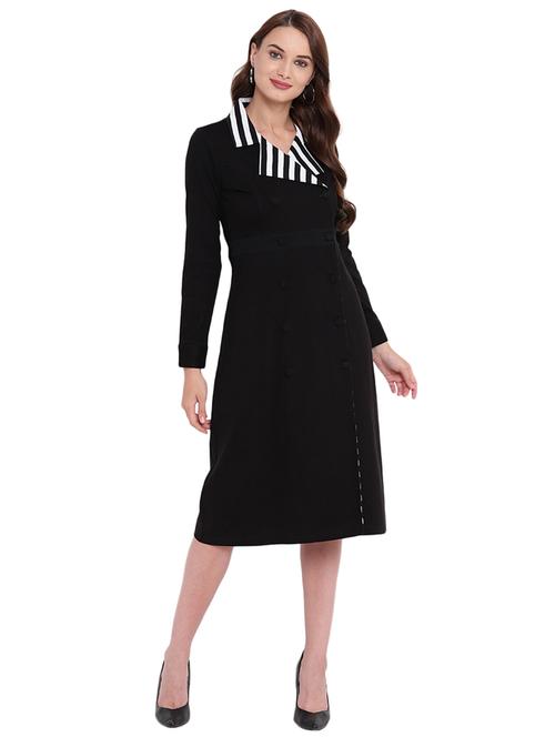 striped collar double breasted dress - 16291648 - Very Small Image - 1