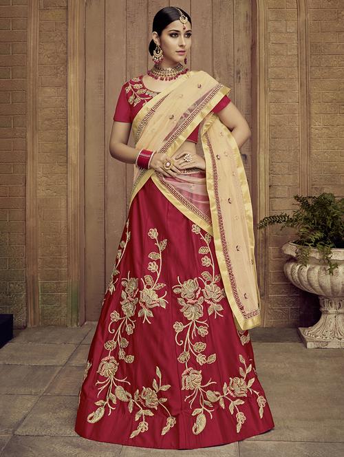 floral embroidered a-line lehenga - 16292374 - Very Small Image - 1