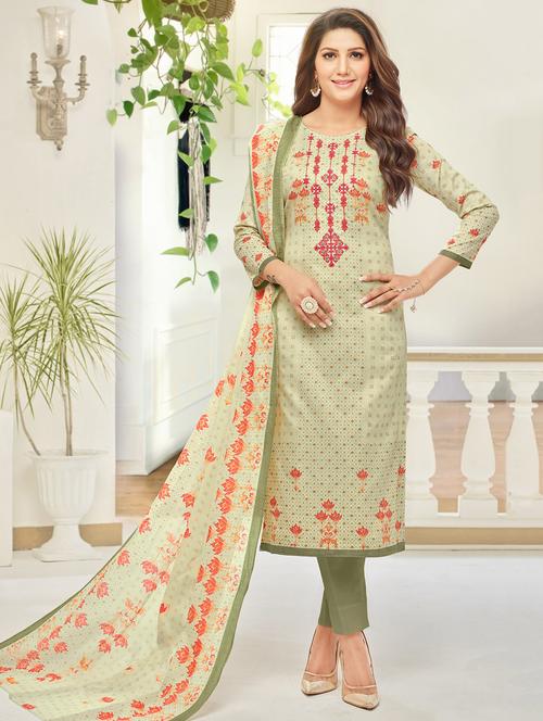 embroidered unstitched straight pant suit - 16294948 - Very Small Image - 1