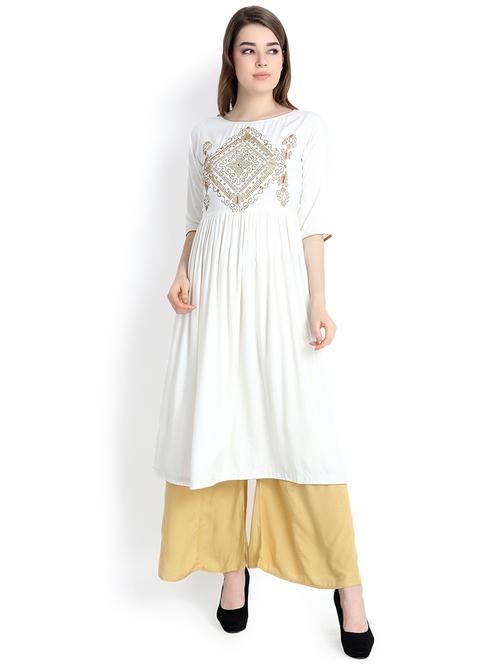 embroidered a-line kurta - 16295196 - Very Small Image - 1