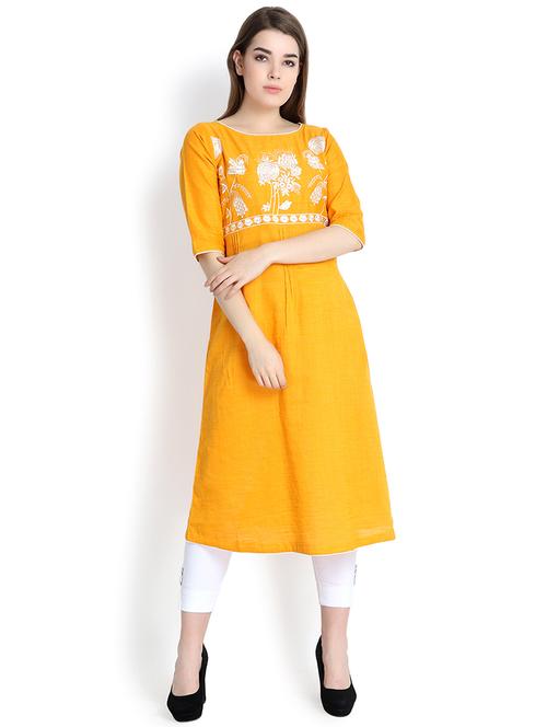 embroidered a-line kurta - 16295201 - Very Small Image - 1