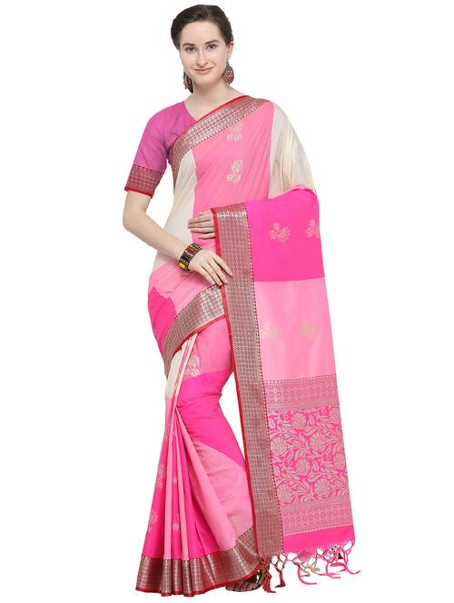 floral zari motif kanjivaram saree with blouse - 16297970 - Very Small Image - 1