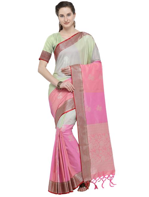 floral zari motif kanjivaram saree with blouse - 16297972 - Very Small Image - 1
