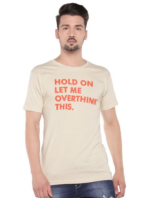 beige typographic chest print t-shirt - 16299058 - Very Small Image - 1