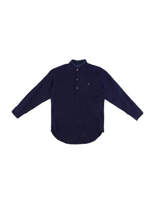 dark blue kurta placket shirt - 16300619 - Very Small Image - 1