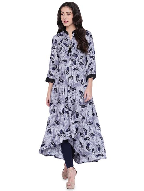 conversational printed high-low kurta - 16301621 - Very Small Image - 1