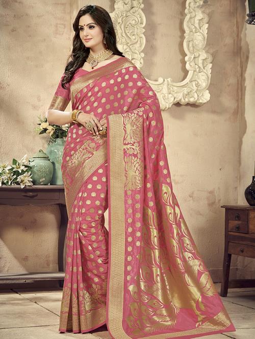 conversational banarasi saree with blouse - 16301778 - Very Small Image - 1