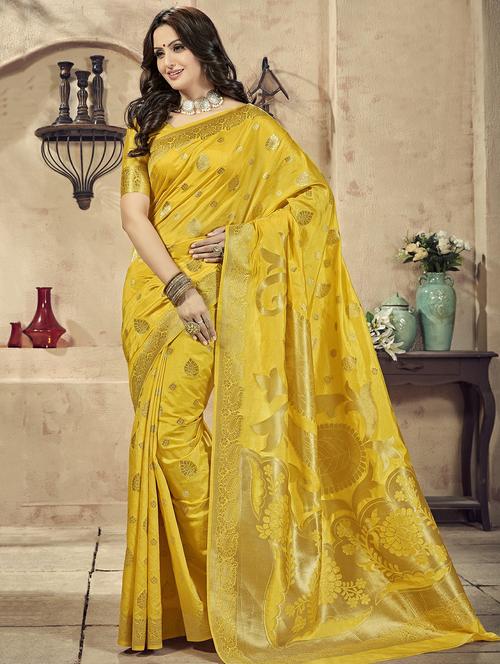  zari jacquard banarasi saree with blouse - 16301782 - Very Small Image - 1