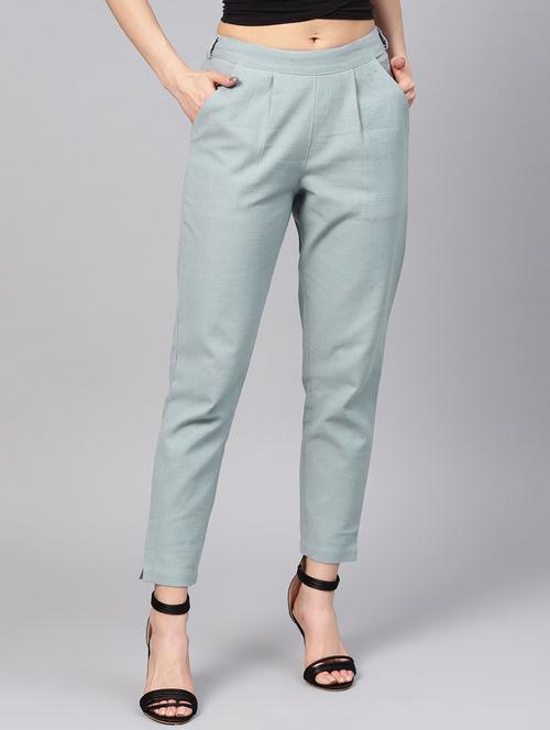 women solid cigarette trouser - 16301918 - Very Small Image - 1