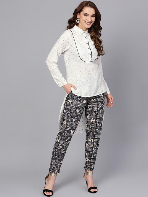 high-low kurta pant set - 16302023 - Very Small Image - 1