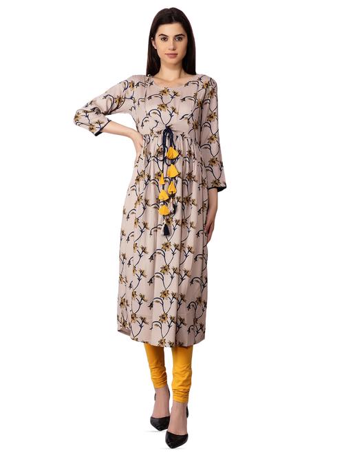 floral flared kurta - 16302212 - Very Small Image - 1