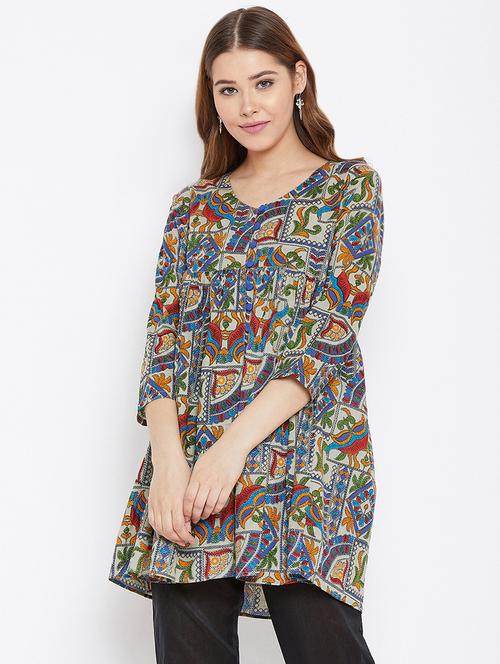 printed flared kurti - 16302407 - Very Small Image - 1