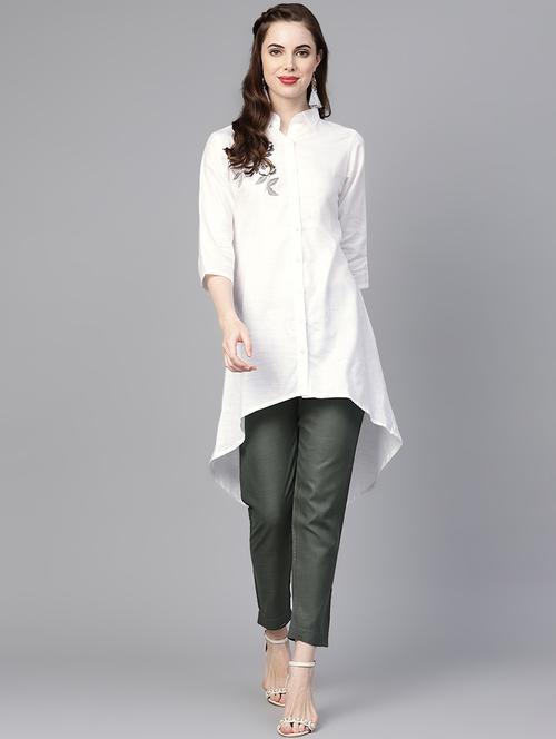 embroidered high low kurta - 16303439 - Very Small Image - 1