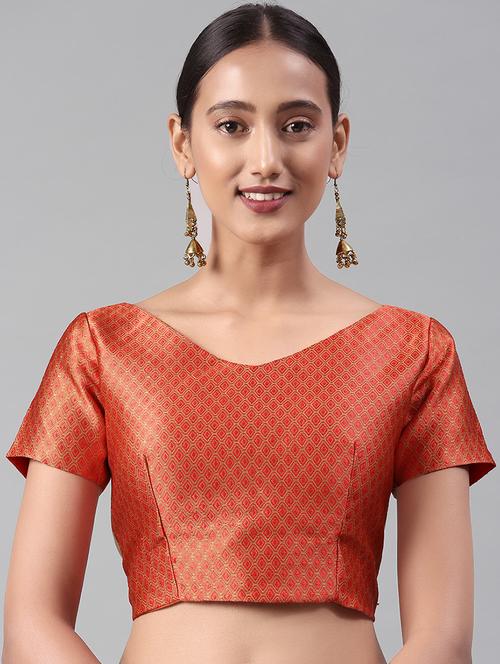 red satin brocade blouse - 16304457 - Very Small Image - 1