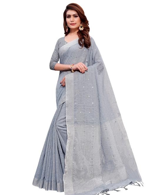 pastel solid saree with blouse - 16304539 - Very Small Image - 1