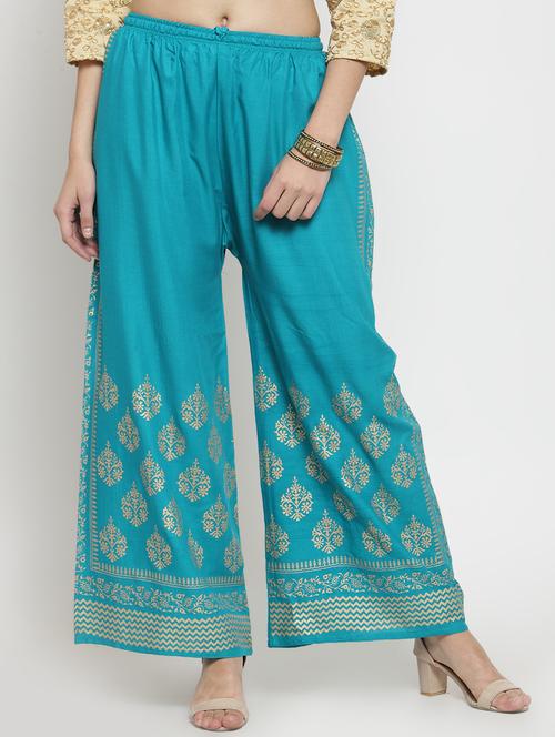 block print flared palazzo - 16304965 - Very Small Image - 1