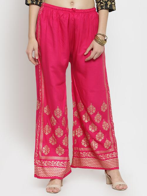 pink block print straight palazzo - 16304966 - Very Small Image - 1