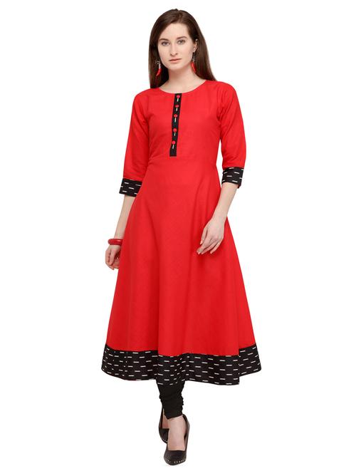 printed hem a-line kurta - 16305470 - Very Small Image - 1