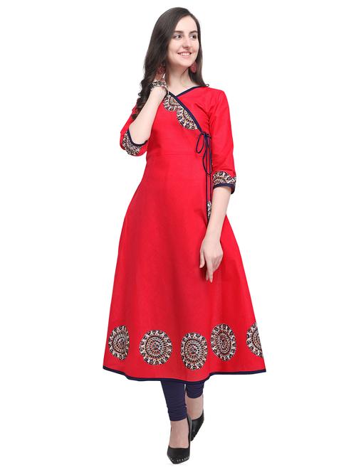 kalamkari printed angrakha kurta - 16305476 - Very Small Image - 1