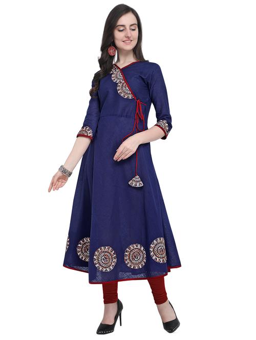 kalamkari printed angrakha kurta - 16305480 - Very Small Image - 1