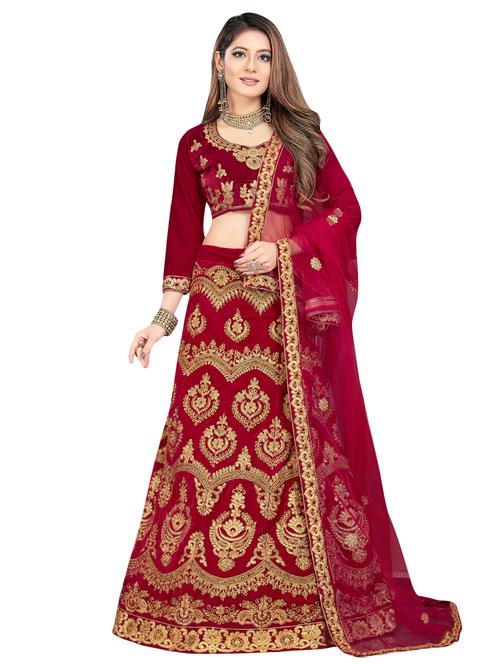 embroidered a-line lehenga - 16305635 - Very Small Image - 1