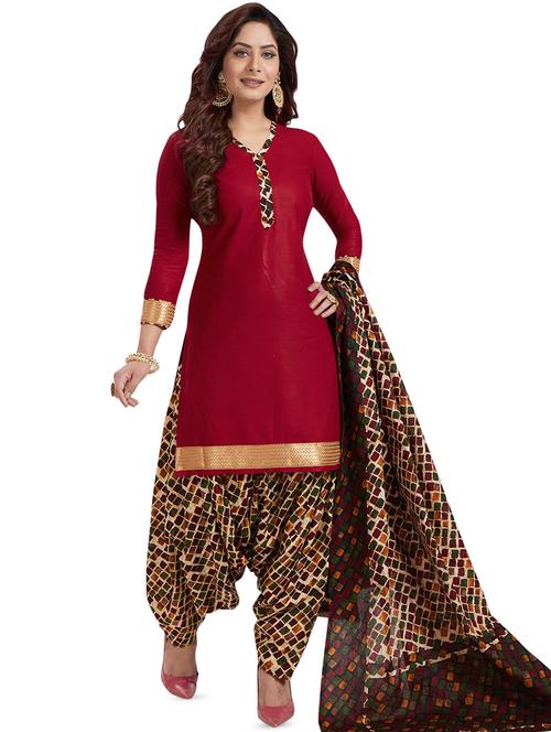 printed unstitched patiyala suit - 16308776 - Very Small Image - 1