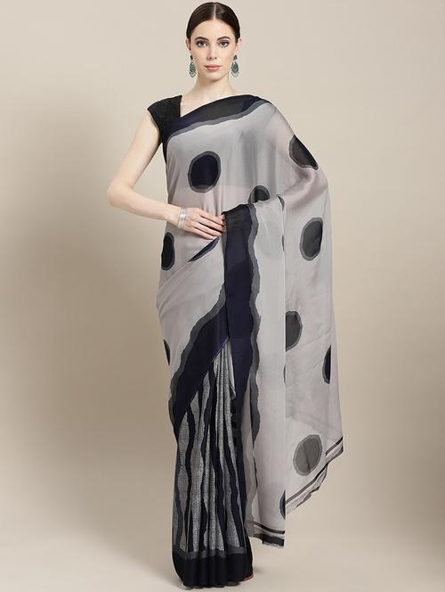 polka dots half & half saree with blouse - 16310655 - Very Small Image - 1