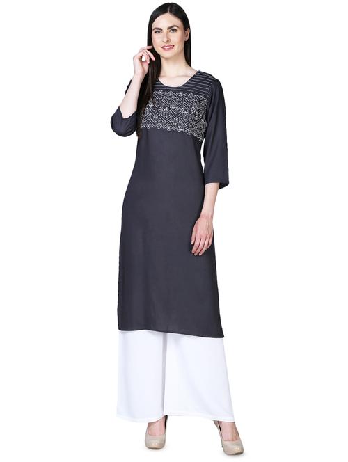 embroidered straight kurta - 16312103 - Very Small Image - 1