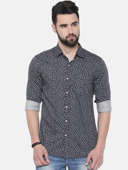 grey polka dot casual shirt - 16314171 - Very Small Image - 1