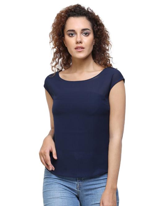 cap sleeved round neck top  - 16314853 - Very Small Image - 1