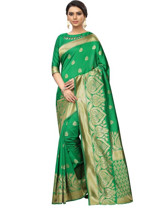 ethnic zari motif banarasi saree with blouse - 16315686 - Very Small Image - 1