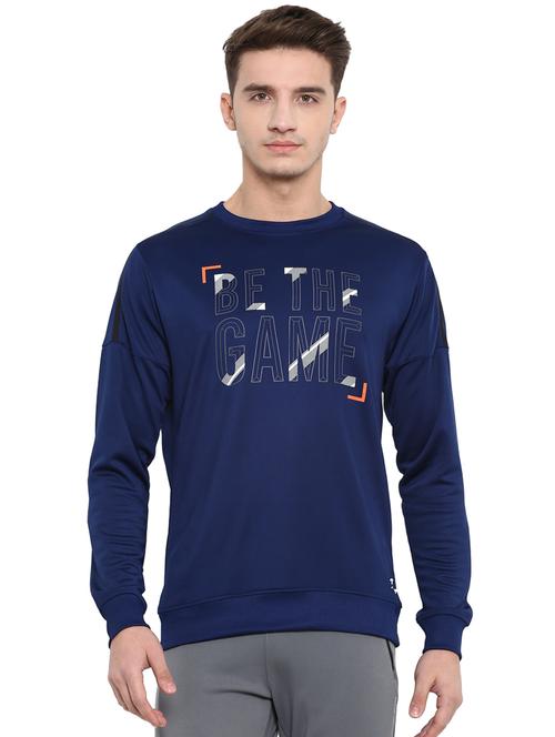 navy blue typographic chest printed sweatshirt - 16316400 - Very Small Image - 1