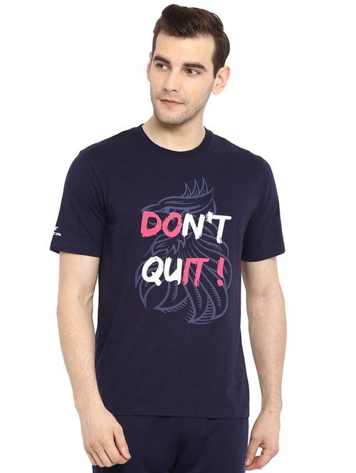 navy blue typographic chest print t-shirt - 16316546 - Very Small Image - 1