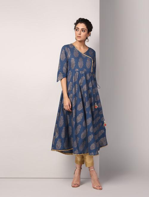block printed angrakha kurta - 16317129 - Very Small Image - 1
